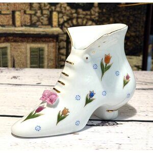 Vintage Formalities by Baum Bros Porcelain Victorian Tulip Floral Shoe Vase